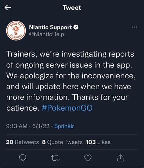 Niantic support - Welcome to the official Niantic support account for Ingress, Pokémon GO, Pikmin Bloom, Peridot and NBA All-World For 1:1 support, submit a request in-app or through the Help Center:... 